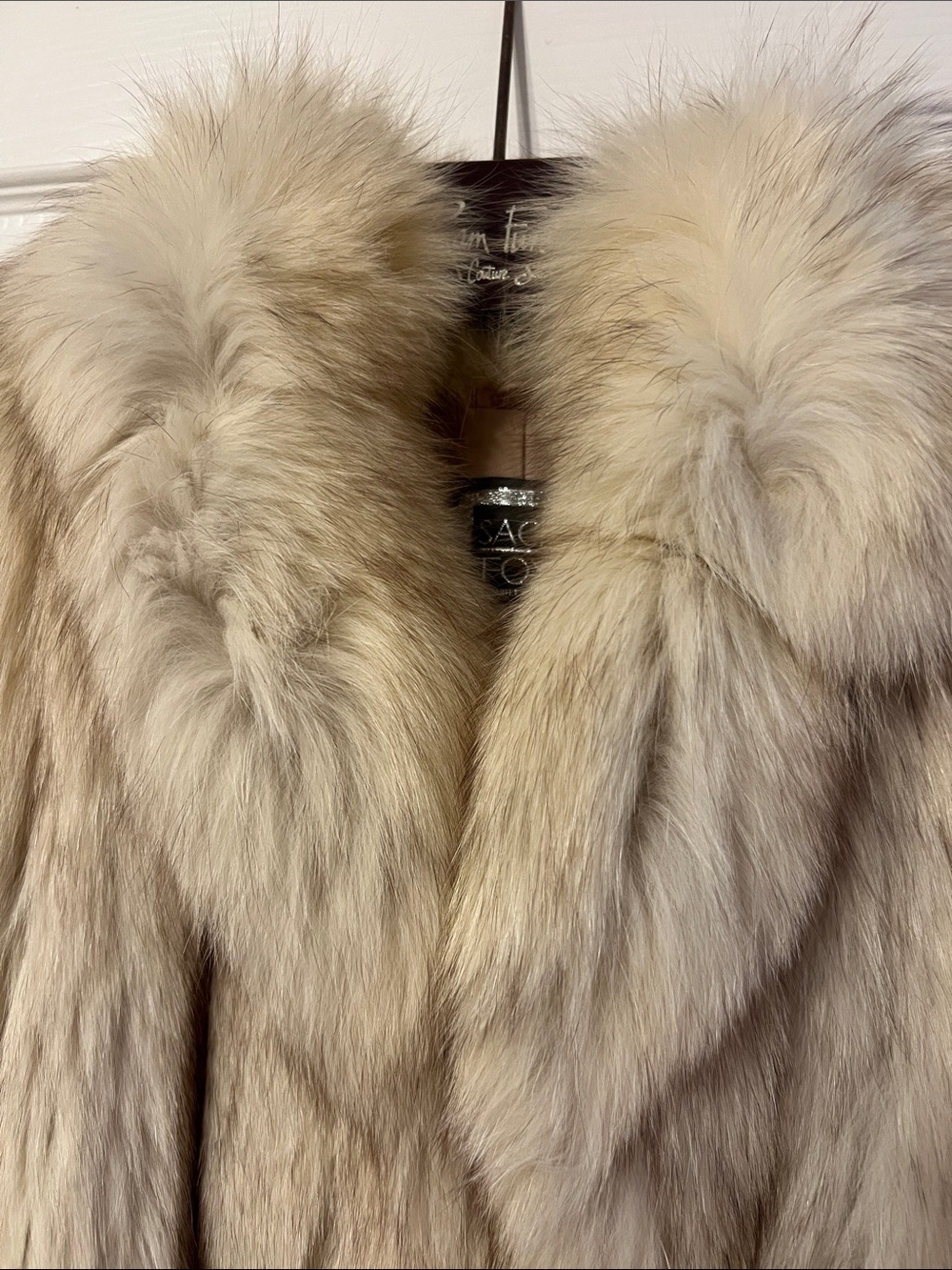 Saga Furs Long Cream Fur Coat - Picture 4 of 7